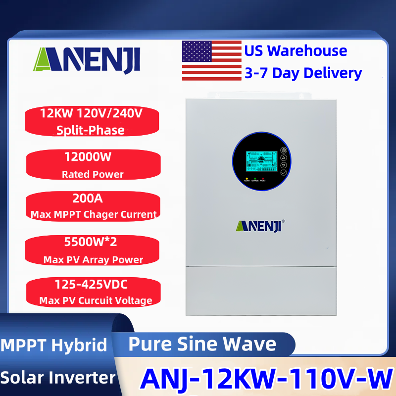 Solar Pump Controller - ANENJI Split-phase 120V/240V 12KW Hybrid Solar