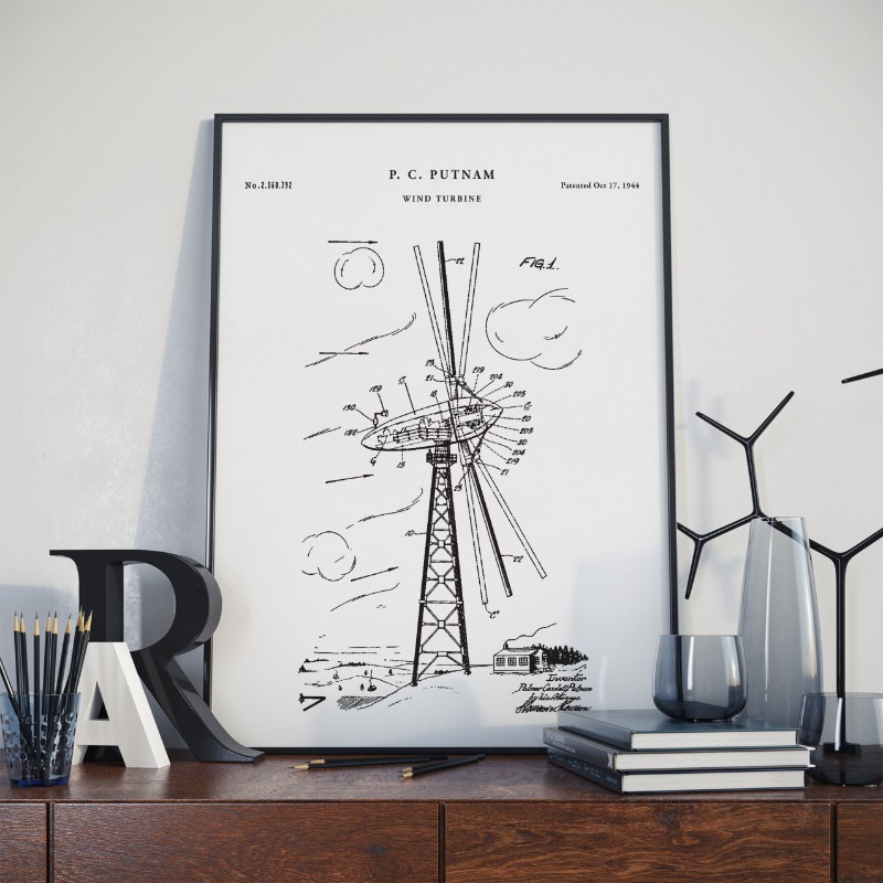 Wind Turbine Patent Poster Pri - Renewable Energy Yes Please recension och pris